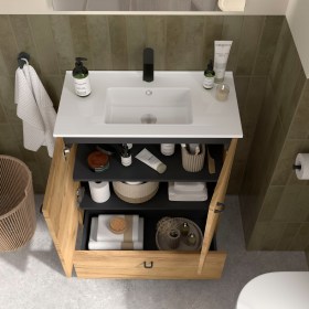 mobile bagno sospeso 70 cm interno ante e cassetto